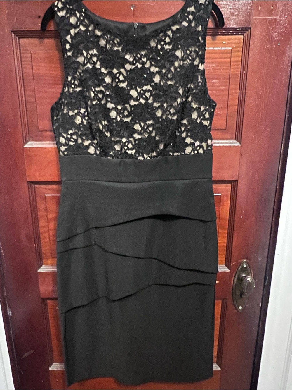 connected apparel Black Lace Overlay Midi Dress